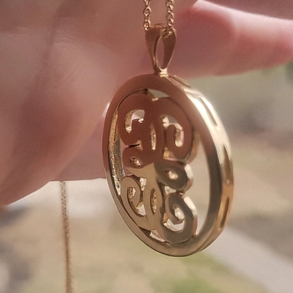 Rare! Alexa Sidaris 14K Solid Yellow Gold SUCCESS Round Medallion 1" Pendant NEW